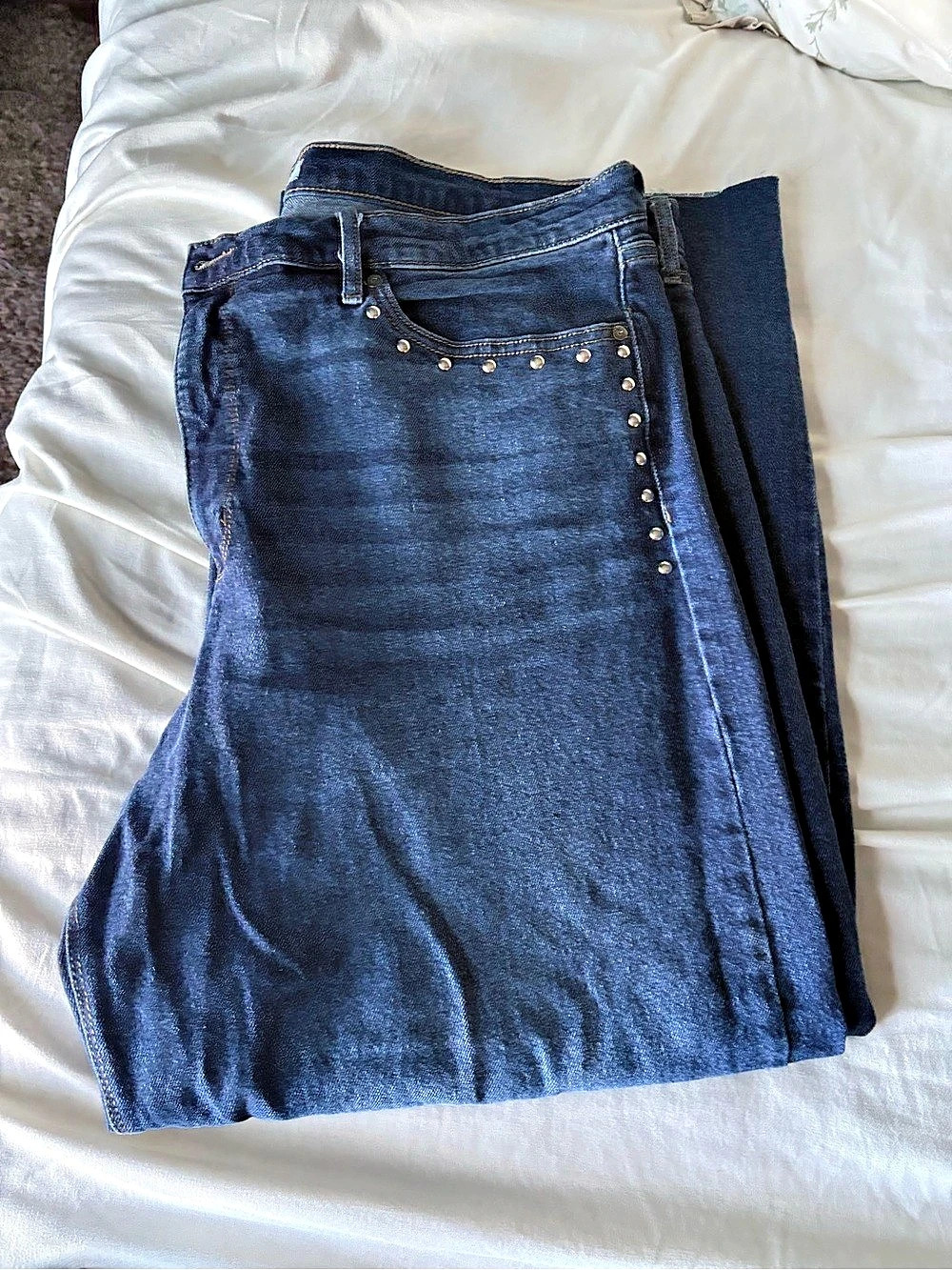 Nine West Wide Leg Crop Studded Jeans